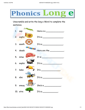 Phonics long e