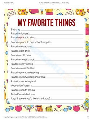 My favorite thing list