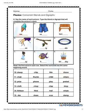 Consonant blends and digraphs