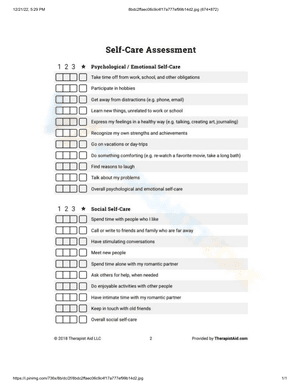 Self-care assessment