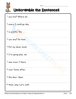 Scrambled sentences worksheet