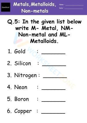Metals, non metals, metalloids