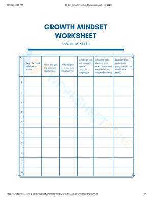 Growth mindset worksheet