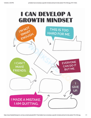 I can develop a growth mindset