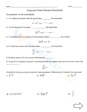 Exponent rule review
