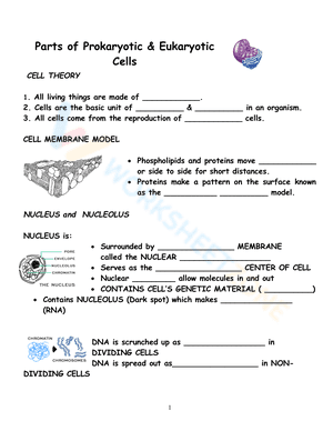 Parts of Prokaryotic & Eukaryotic Cells