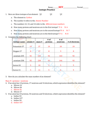 Isotope practice worksheet