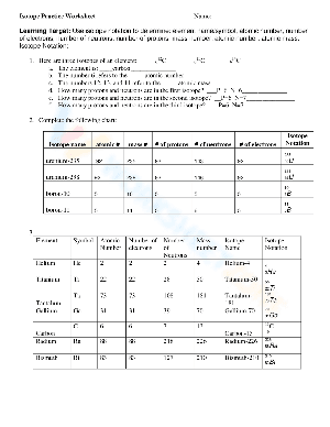 Isotope practice worksheet