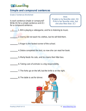 Sentence worksheet 1
