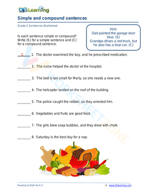 Sentence worksheet 2