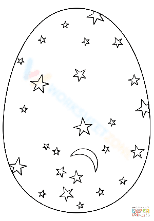 Easter Egg with Stars and Moon