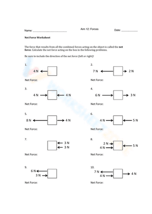 Worksheet answers of free body diagram