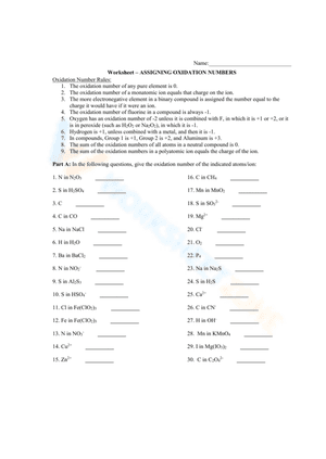 Assigning oxidation number worksheet