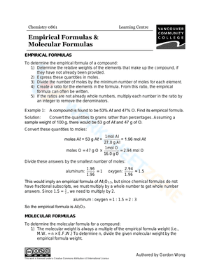 Empirical and Molecular Formula Worksheet 3