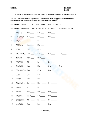 Counting atoms in compounds worksheet 