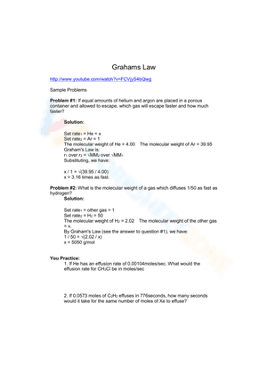 Graham’s Law worksheet 4
