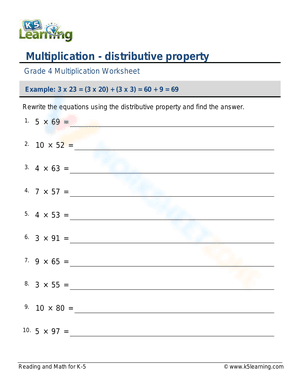 Multiplication - distributive property