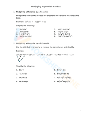 Multiplying Polynomials Handout