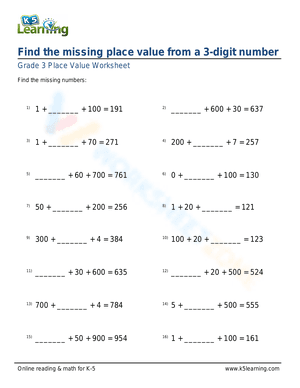 Place value from a 3-digit number