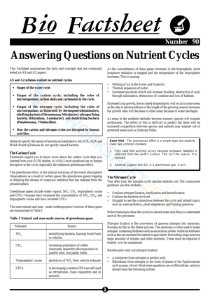 Answering Questions on Nutrient Cycles
