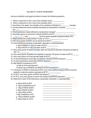 Solubility curve worksheet answers