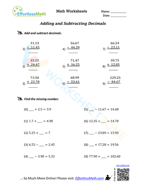 Adding and Subtracting Decimals 
