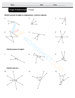Angle Relationships Practice