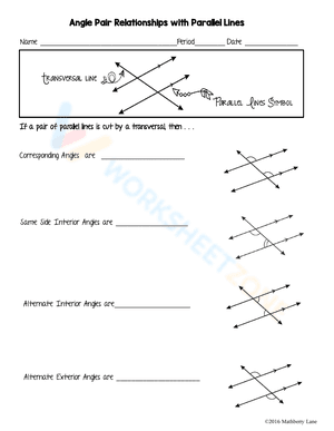 angle pair relationships worksheet