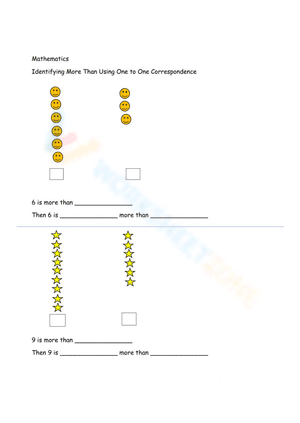 one to one correspondence worksheet 1