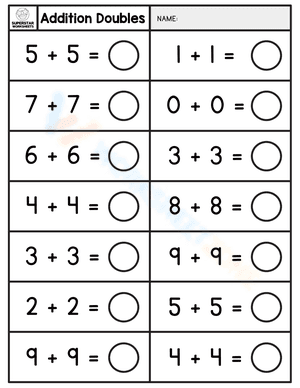 Doubles addition worksheets 1