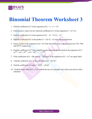 Binomial theorem worksheet 4