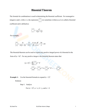 Binomial theorem worksheet 5