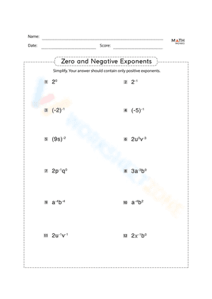Zero and Negative Exponents 2