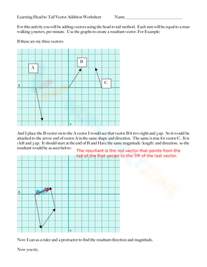 Learning Head to Tail Vector Addition Worksheet