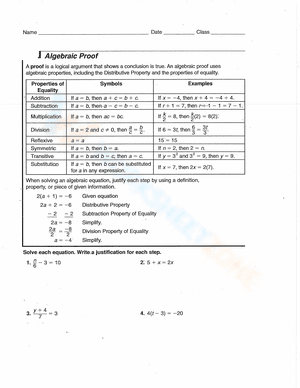 Worksheet: Algebraic proofs