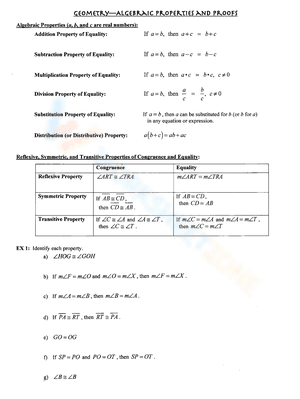 Worksheet 2 - Algebraic proofs 