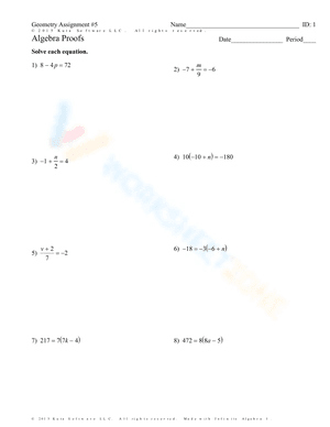 Worksheet 3 - Algebraic proofs 