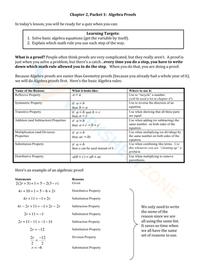 Worksheet 5 - Algebraic proofs 