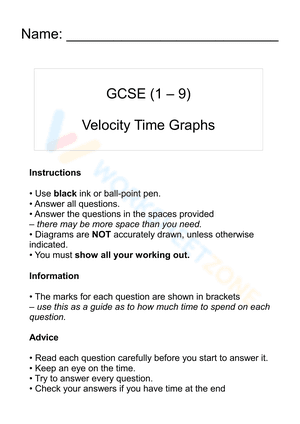 Velocity Time Graphs 1