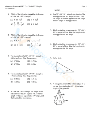  30-60-90 Triangles 2