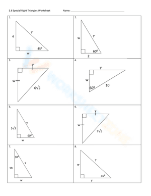 Special Right Triangles Worksheet 1