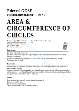 Circles area and circumference