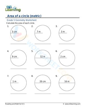Area of a circle (metric)