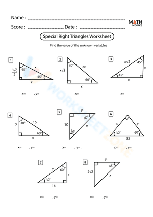 Special Right Triangles Worksheet.