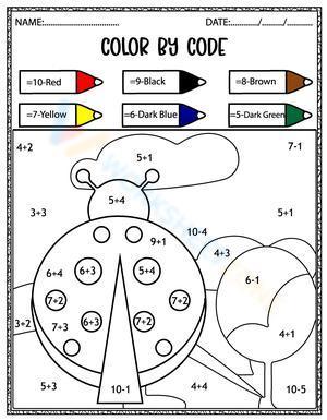 addition color by number worksheet 5