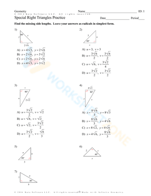 Special Right Triangles Practice