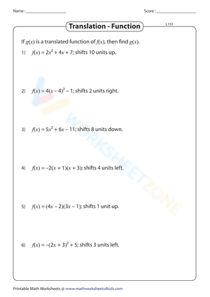 Quadratic worksheet