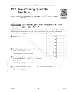 Transforming Quadratic Functions