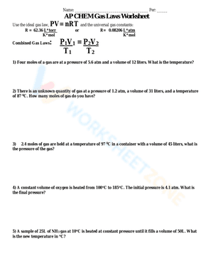 Ideal Gas Law Worksheet 