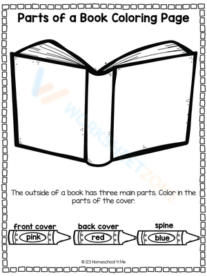 Parts of book coloring page